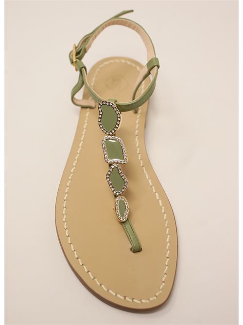 Sandali capresi verde militare gioiello Da Costanzo | 4PIETREVERDEVERDE